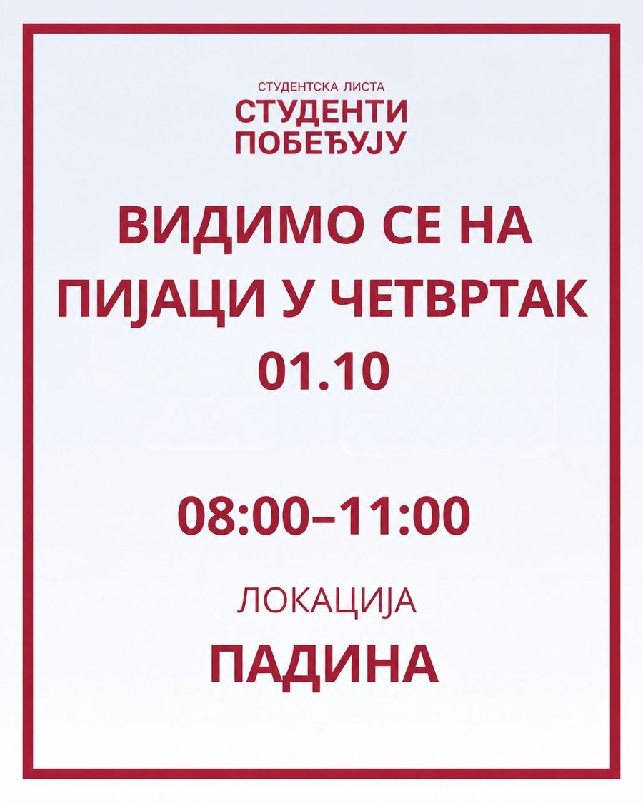 Plakat: Vidimo se na pijaci u četvrtak 01.10, 08:00–11:00, lokacija Padina